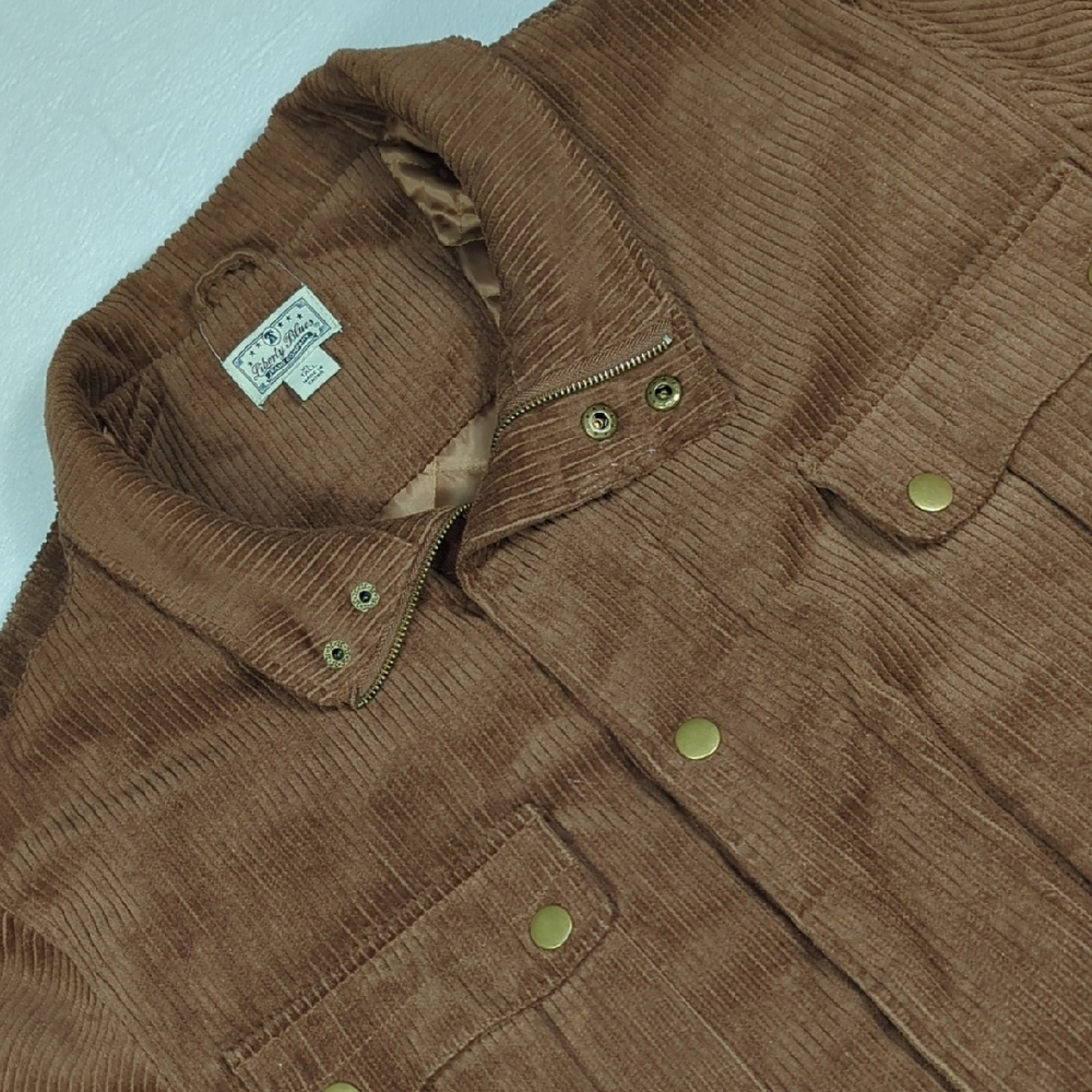 Liberty Blues Quilt Lined Brown Corduroy Full Zip &‎ Snap Mens Chore Jacket XLT